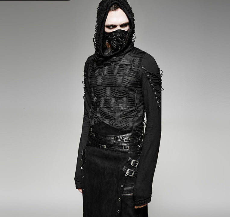 Seasonal New Slim Fit Top Dark Hooded Base Shirt For Men