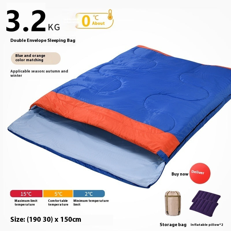 Double Sleeping Bag Adult Outdoor Camping Thickened Warm-keeping And Cold-proof Quilt Dual-use null