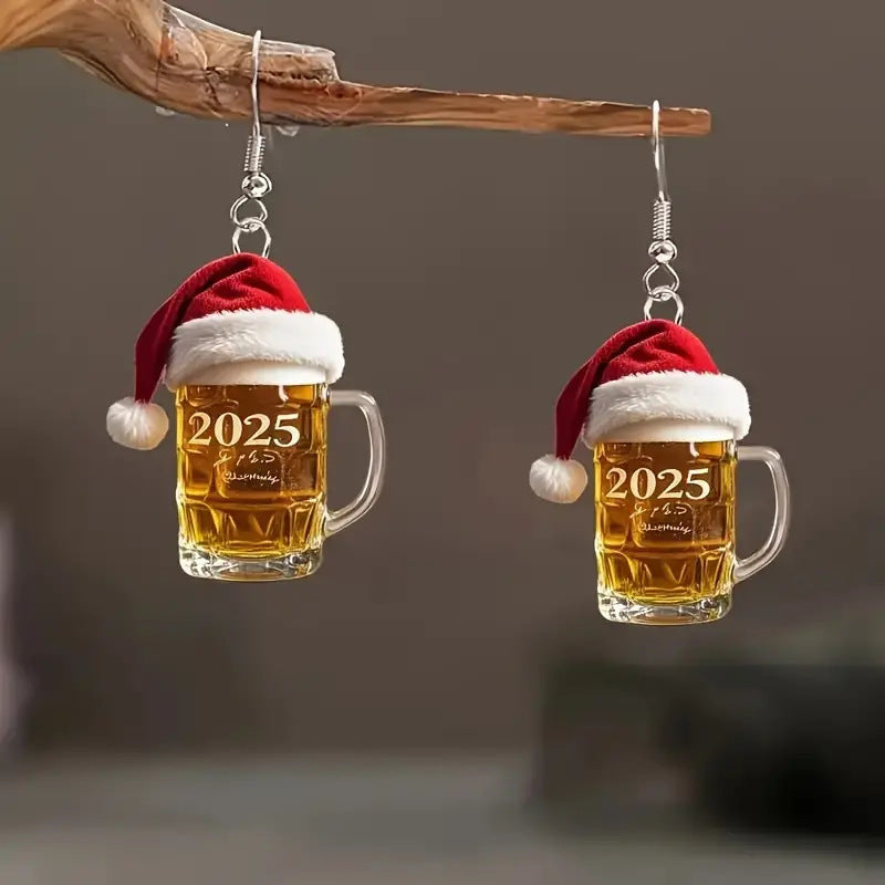 2025 Christmas Beer Steins Acrylic Earrings null