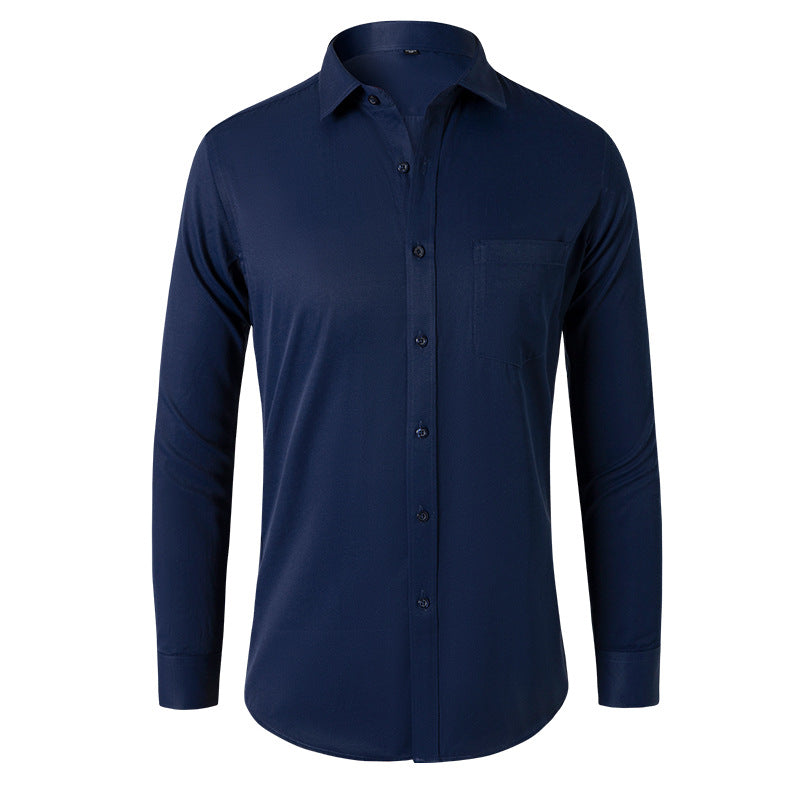 Solid Color Long Sleeve Men's Shirt Black Casual New Fashion