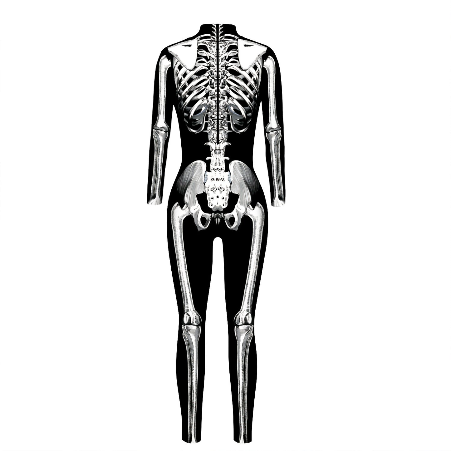 Skeleton Digital Women's Printed Wear Tight Long Sleeve Jumpsuit