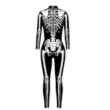 Skeleton Digital Women's Printed Wear Tight Long Sleeve Jumpsuit