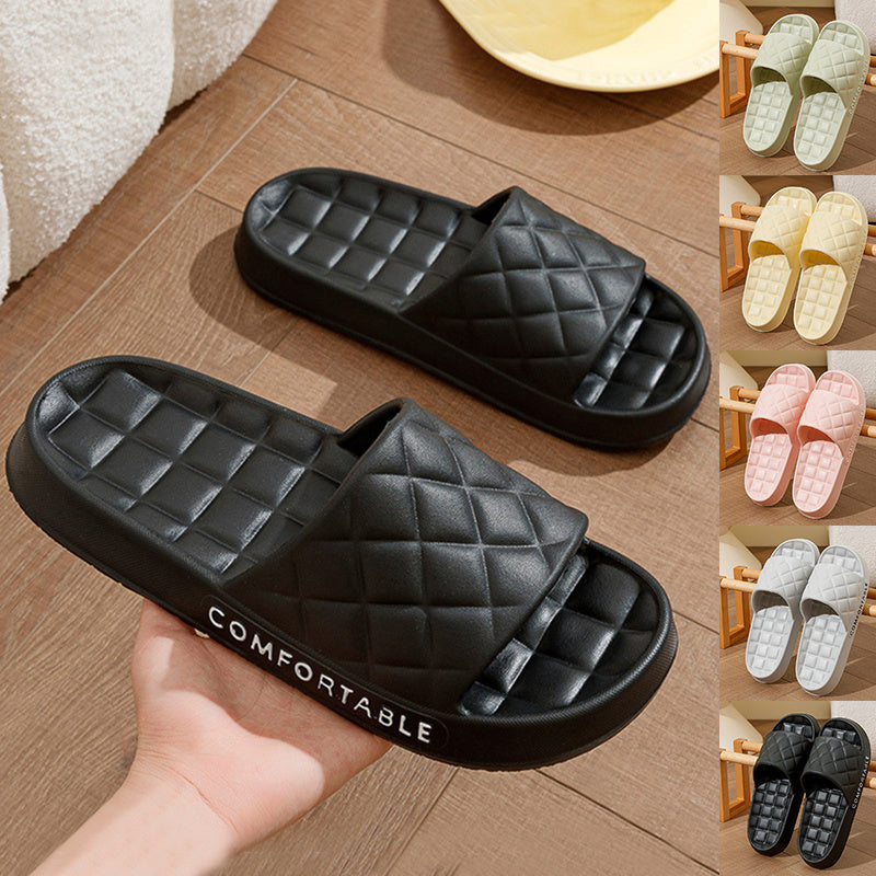 Men's Home Slippers With Plaid Design Soft-soled Silent Indoor Floor Bathing Slippers Women House Shoes Summer null