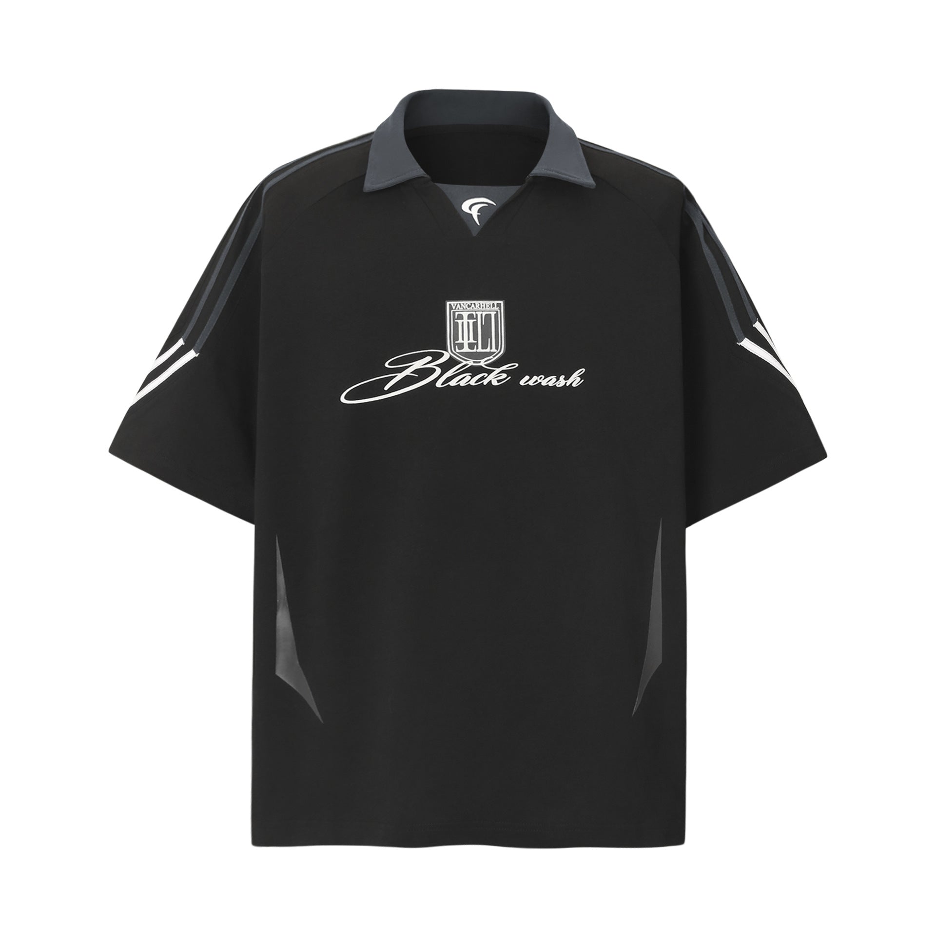 Lapel Sweatshirt Locomotive Style V-neck Patchwork Short-sleeved T-shirt For Men And Women