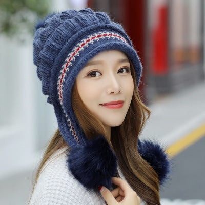 Cozy Knit Fleece-Feel Beanie With Ear Flaps & Pompom Warm Winter Hat For Women Perfect For Skiing & Outdoor Activities null