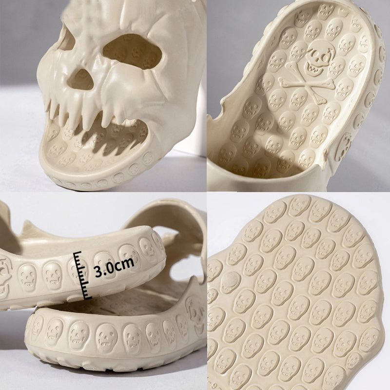 Personalized Skull Design Halloween Slippers Bathroom Indoor Outdoor Funny Slides Beach Shoes null