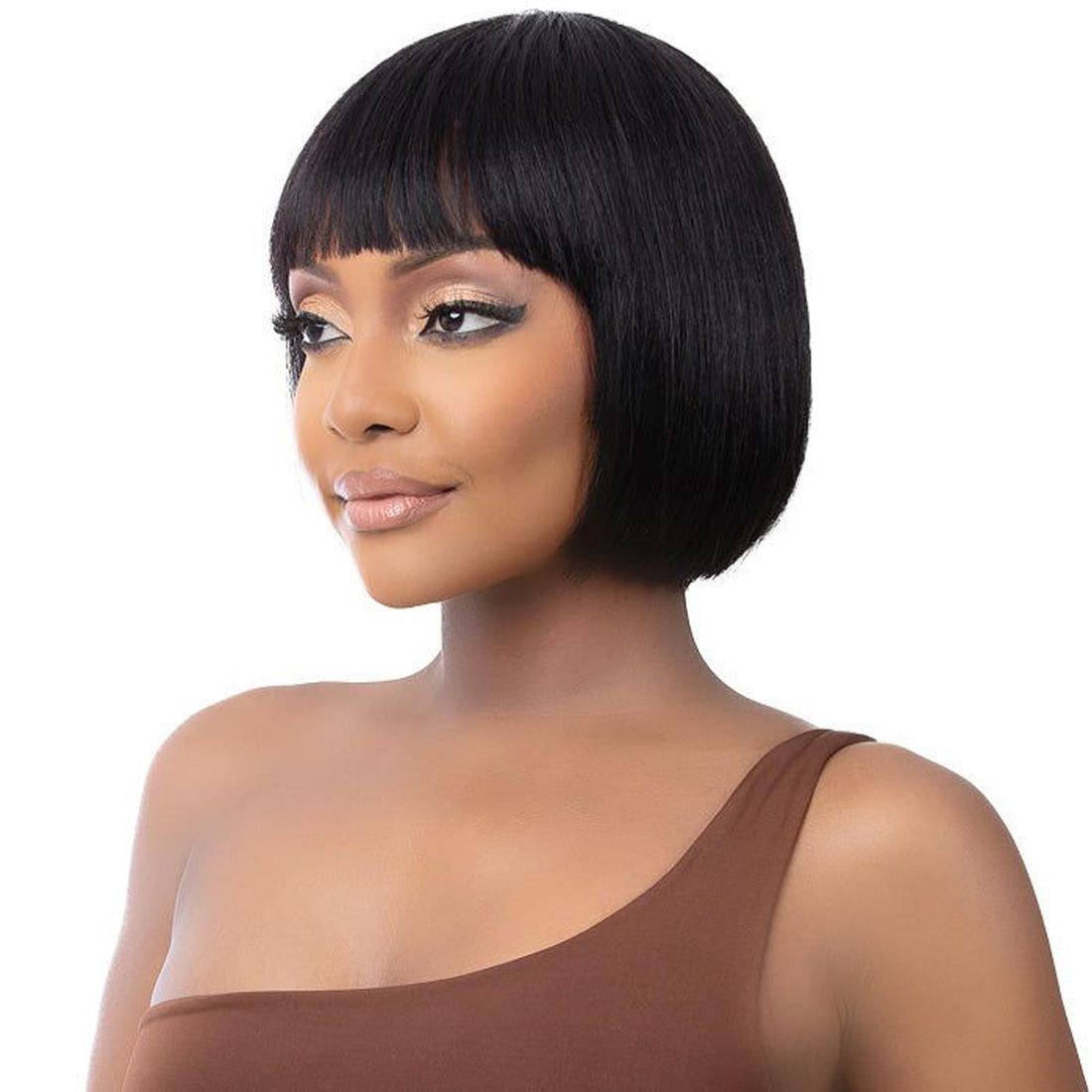 Mofyue Trendy Layered Pixie Cut Short Wig With Bangs 100% Human Hair | Put On & Go (Natural Black Pixie Cut Wigs 292#)