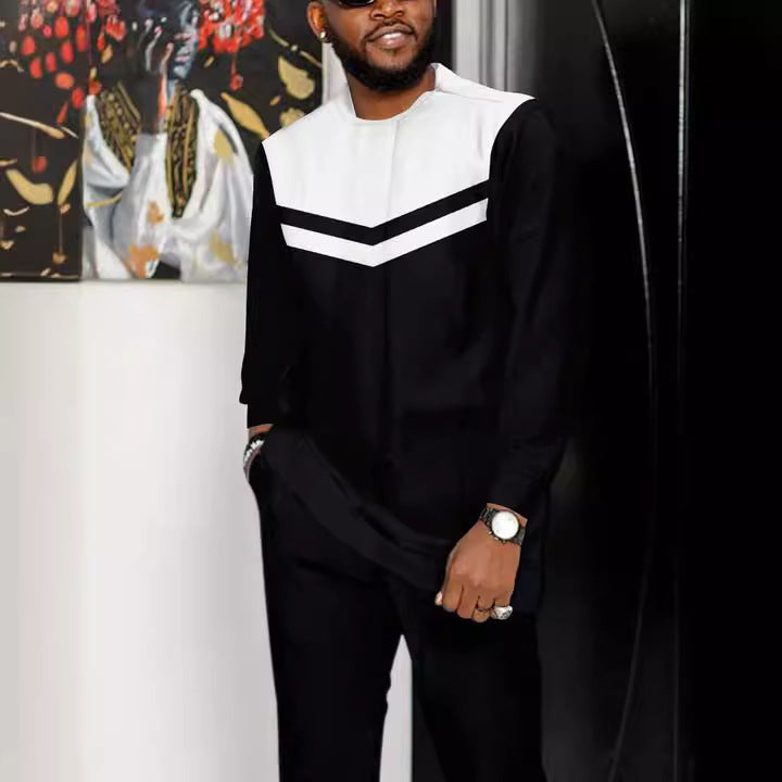 Fashion Personality 3D Printed Two-piece Suit Men