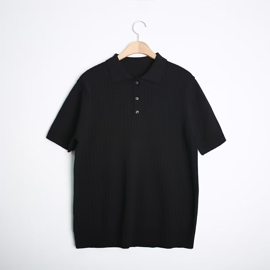 Polo Collar Polo Shirt Knitted Short Sleeve