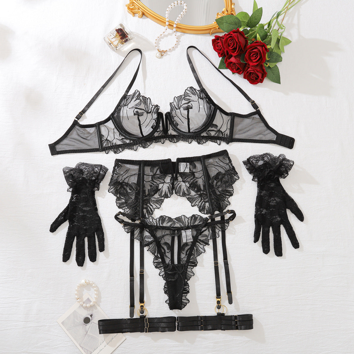 Bra Set Women's Underwear And Underwear Garter Five-piece Set null