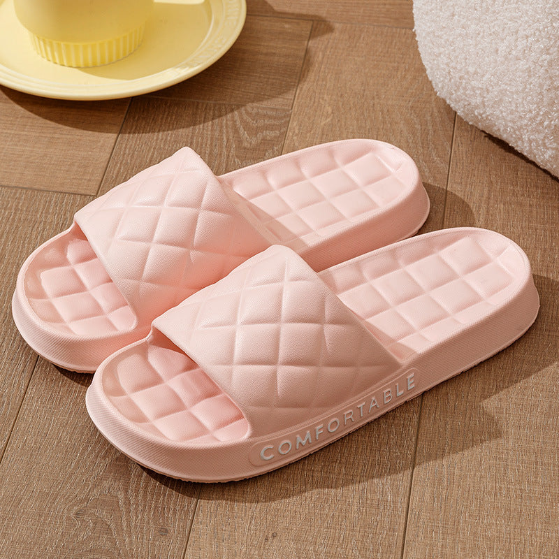 Men's Home Slippers With Plaid Design Soft-soled Silent Indoor Floor Bathing Slippers Women House Shoes Summer null