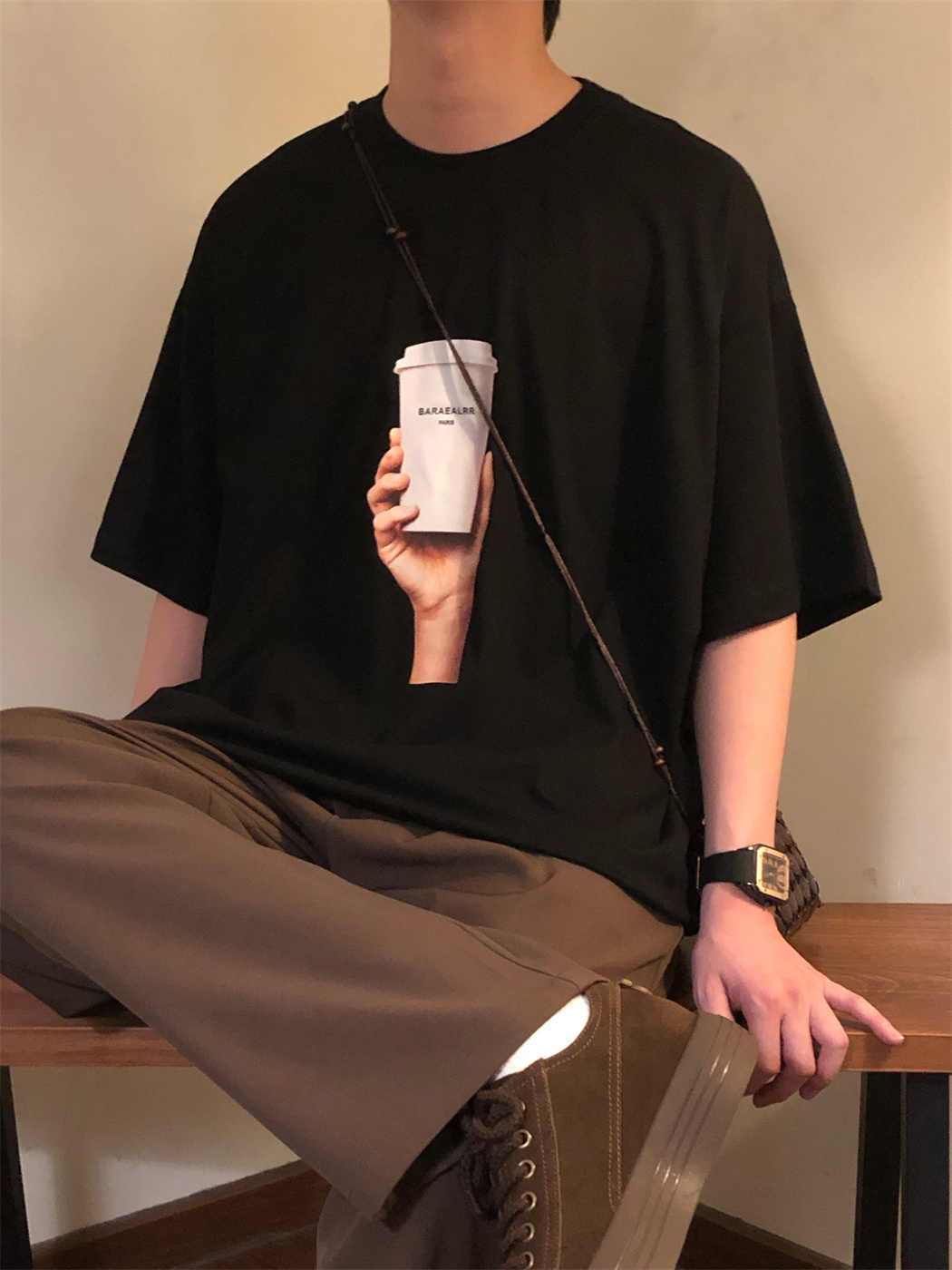 Retro Street Loose High-grade Round Neck Short Sleeve T-shirt Top Men