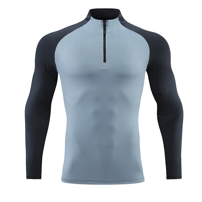 Mock Neck Half-zip Solid Color Gym Suit null