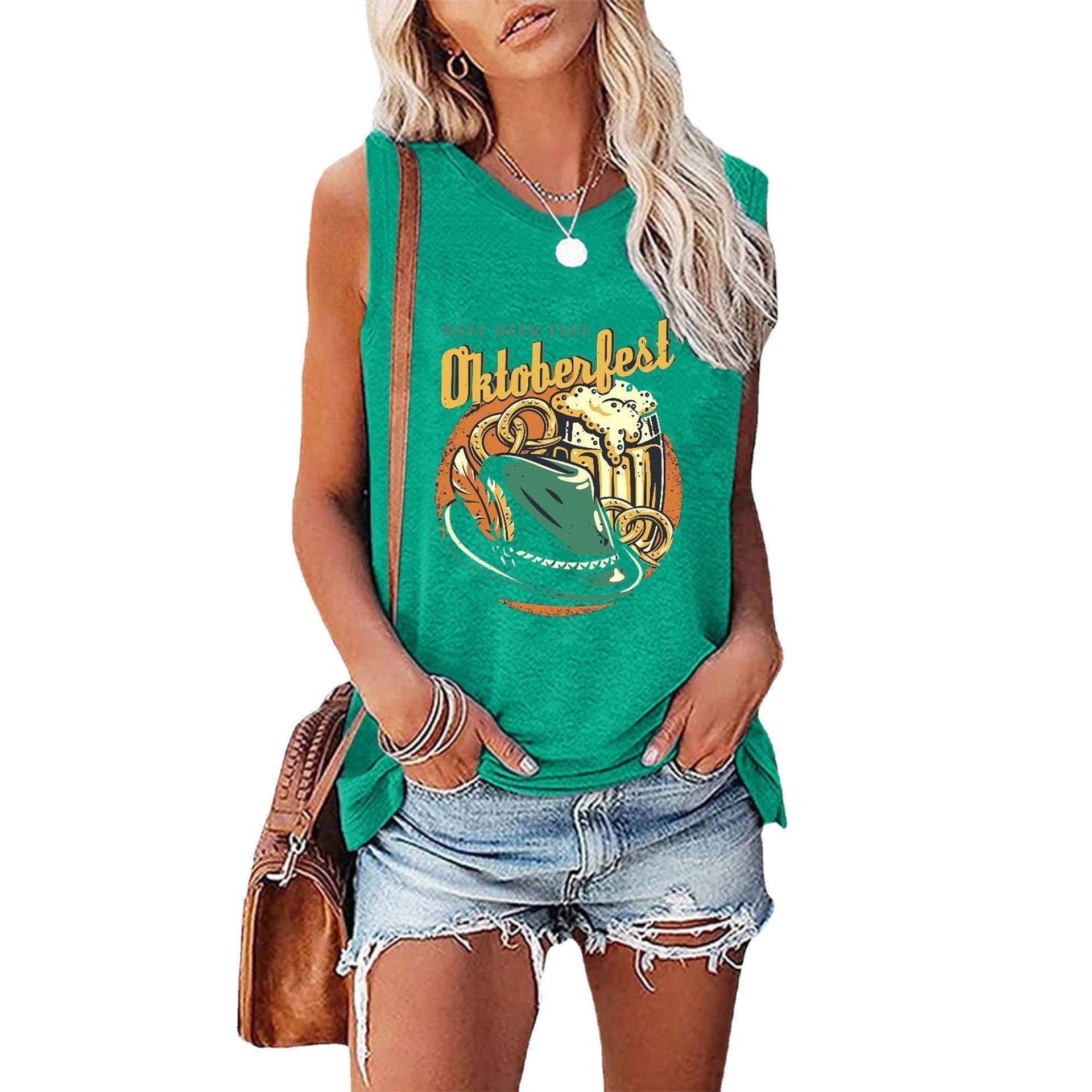 Women's Loose Round Neck Sleeveless T-shirt null