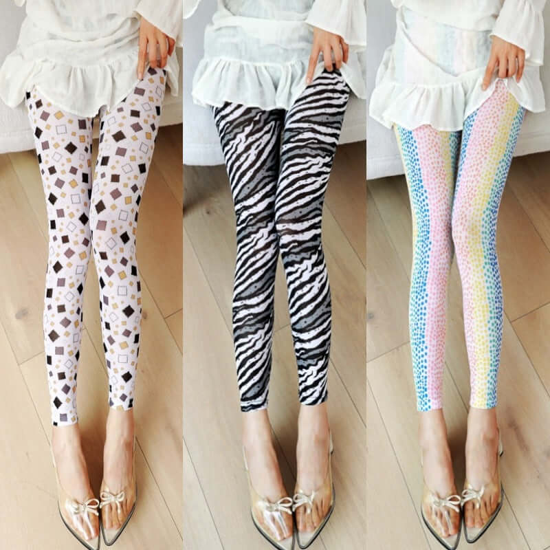 Fashionable Stretchy Mesh Pants With Printed Design