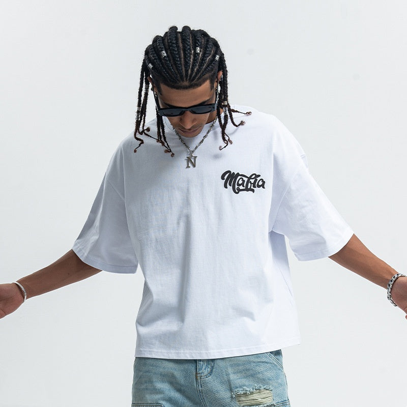 Loose Shoulder Casual Pistol Boy Cotton T-shirt