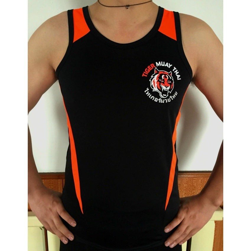 Thai Tiger Boxing Gym Black and Orange Vest null