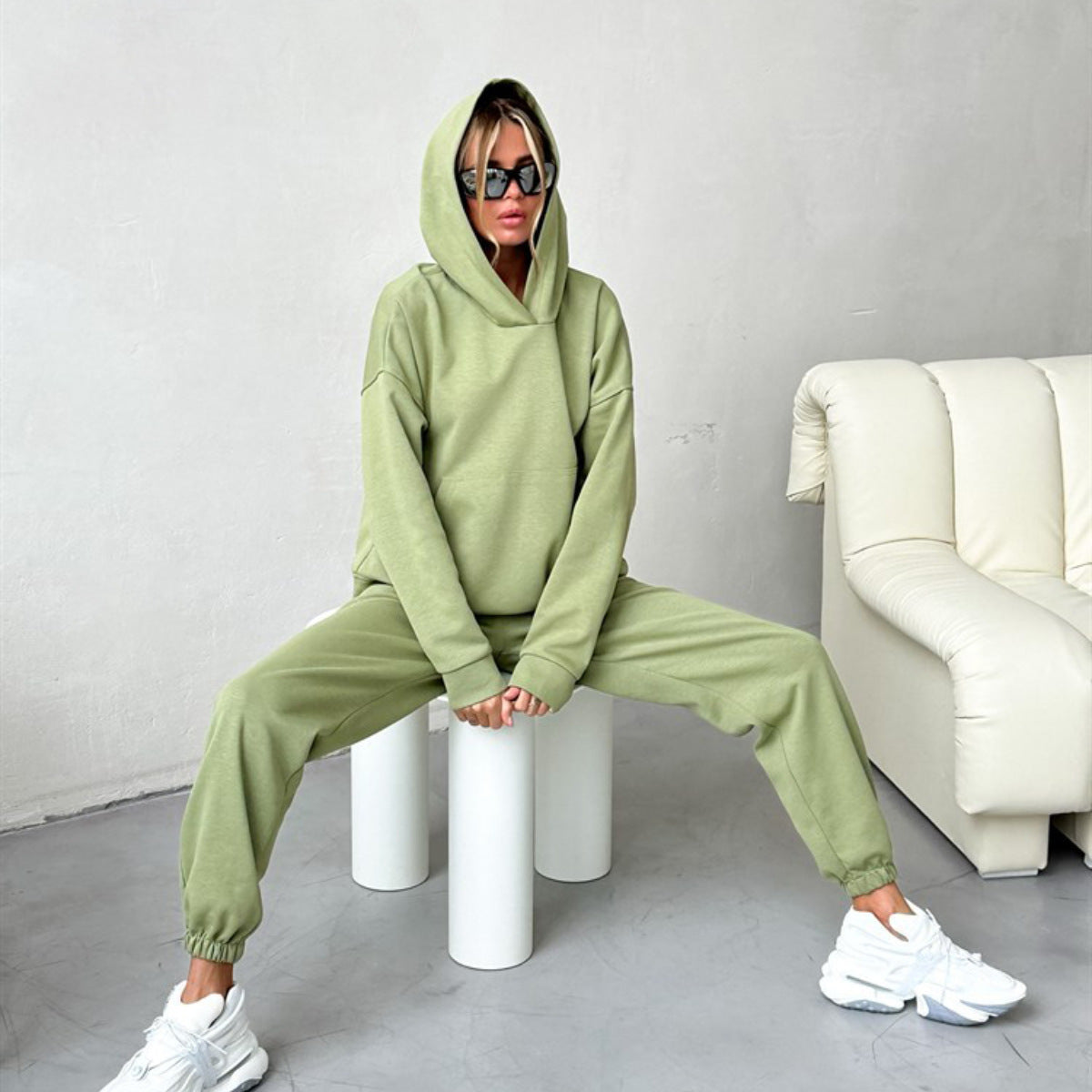 Hooded Pocket Sweatshirt Suit Two-piece Set null