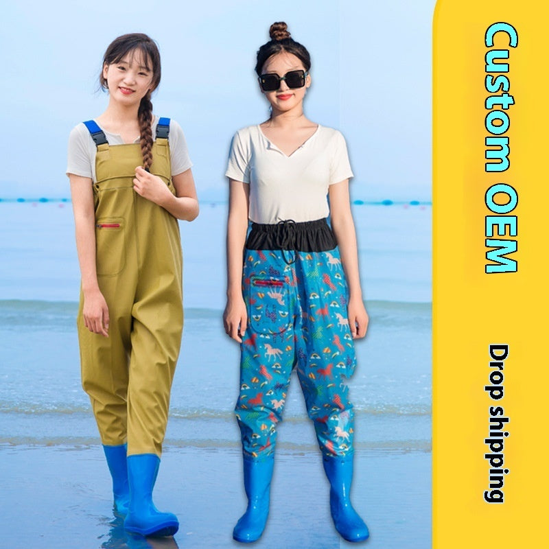 Women's Thick Waterproof One-piece Half Body Rain Pants