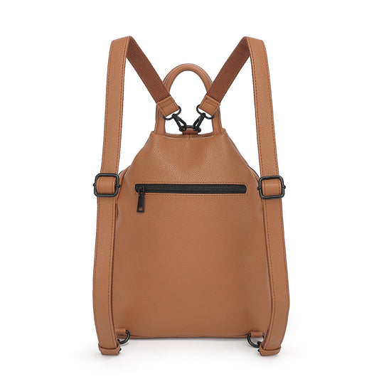 Pu Backpack Practical Soft Leather Zipper Handbag null