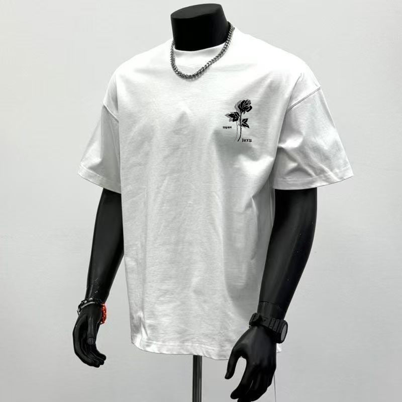 Cotton Heavy T-shirt Men's Summer Short Sleeve