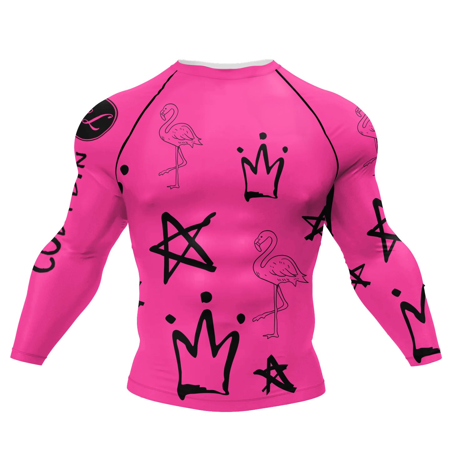 Printed Long Sleeve Breathable Sports Fitness Bottoming Shirt Men