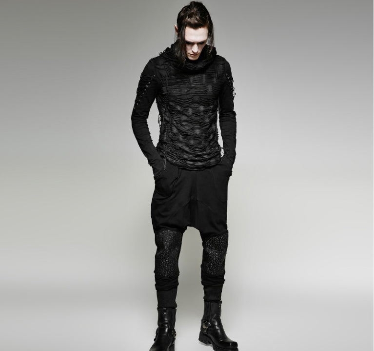 Seasonal New Slim Fit Top Dark Hooded Base Shirt For Men