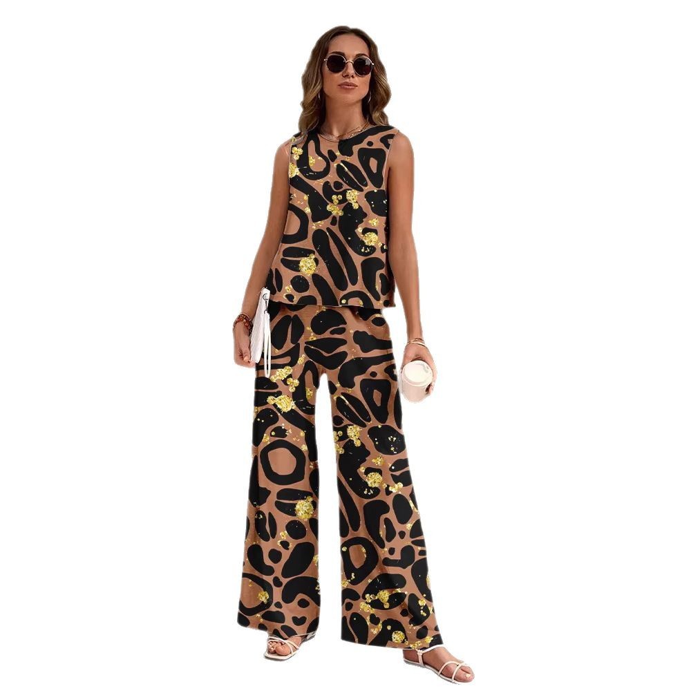 European And American Fashion Nation Geometric Vest Pants Suit null