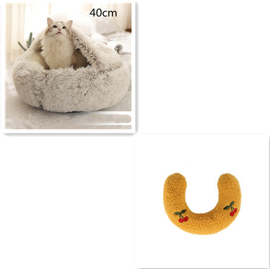 2 In 1 Dog And Cat Bed Pet Winter Bed Round Plush Warm Bed House Soft Long Plush Pets Bed Pet Products null