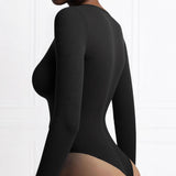 Solid Color Sexy Slim-fit Ribbed Button Long-sleeve Women's Bodysuit