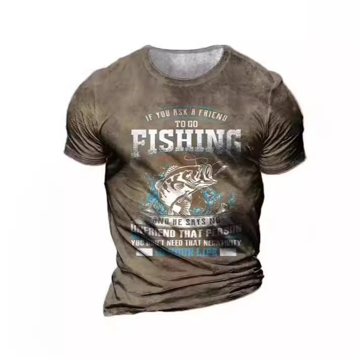 Men's Retro Short Sleeve T-shirt Outdoor 3D