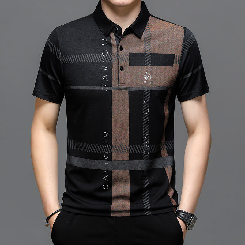 Middle-aged People's Printing Polo Shirt Fashionable Stylish Lapel