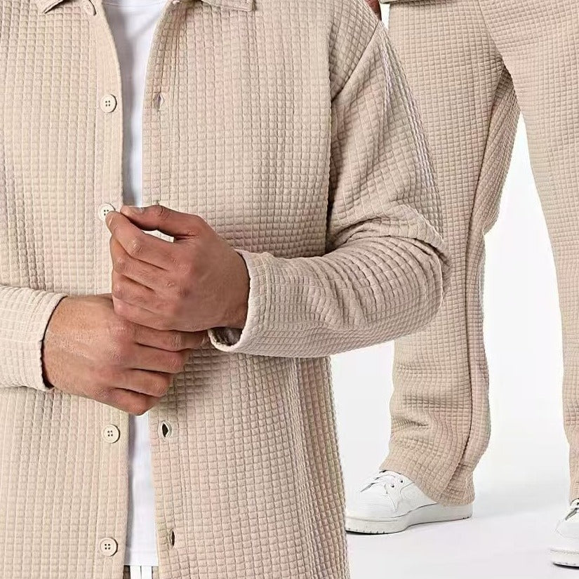 Anti-Wrinkle Small Plaid Lapel Simple Jacket Suits