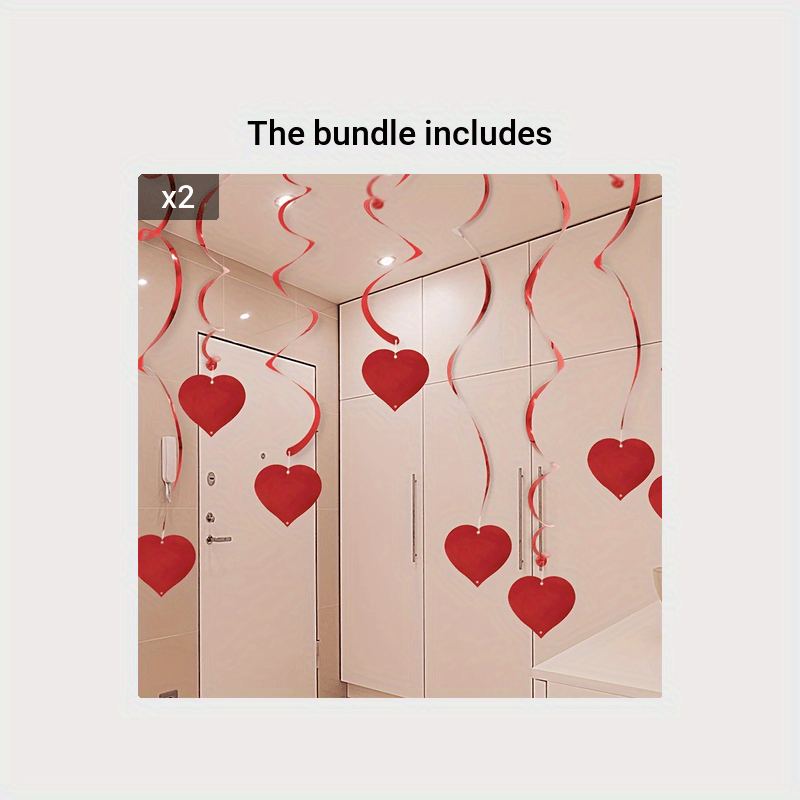 6pcs Heart Spiral Hanging Decorations - Perfect for Holiday Parties & Celebrations, Perfect for Winter, New Year