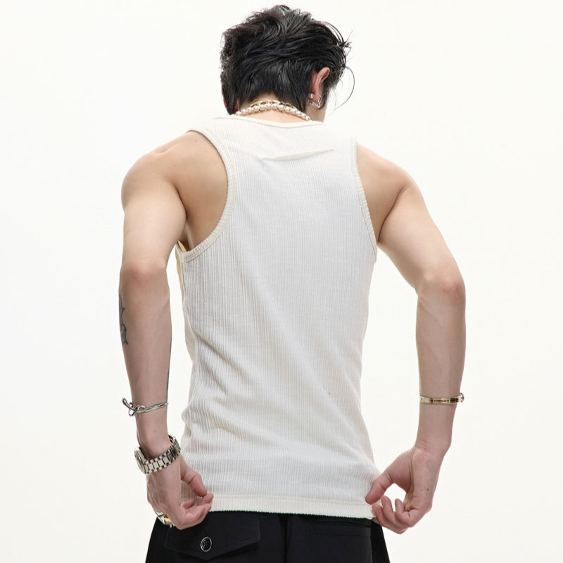 Metal Decorative U-collar Vest Men's Summer New Simple And Versatile