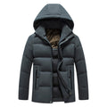 Mens Padded Cotton Coat With Fleece-Lined Detachable Hood