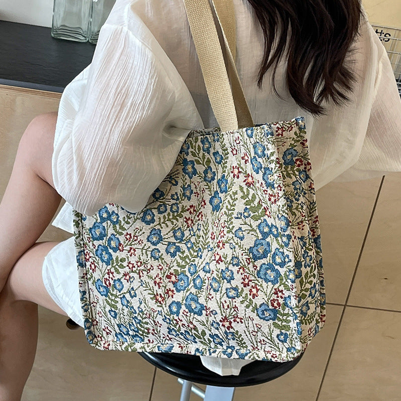 Flowers Canvas Handbag Fashion Large Capacity Shoulder Bags For Women null