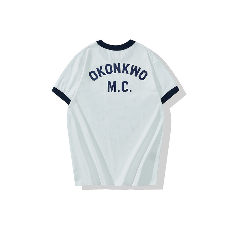 Men's Round Neck Multicolor Collar Short Sleeve T-shirt