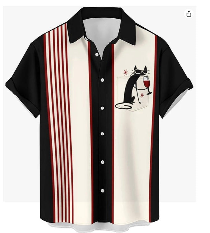 Lapel Hawaiian Shirt Plus Size Men's Digital Printing Men's Short Sleeve