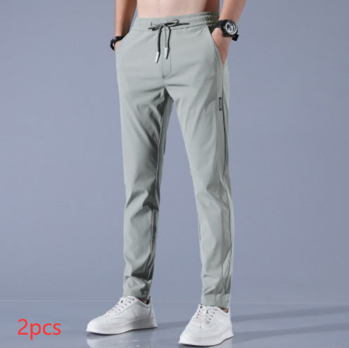 Summer Ice Silk Men's Stretch Breathable Straight Sports Trousers null