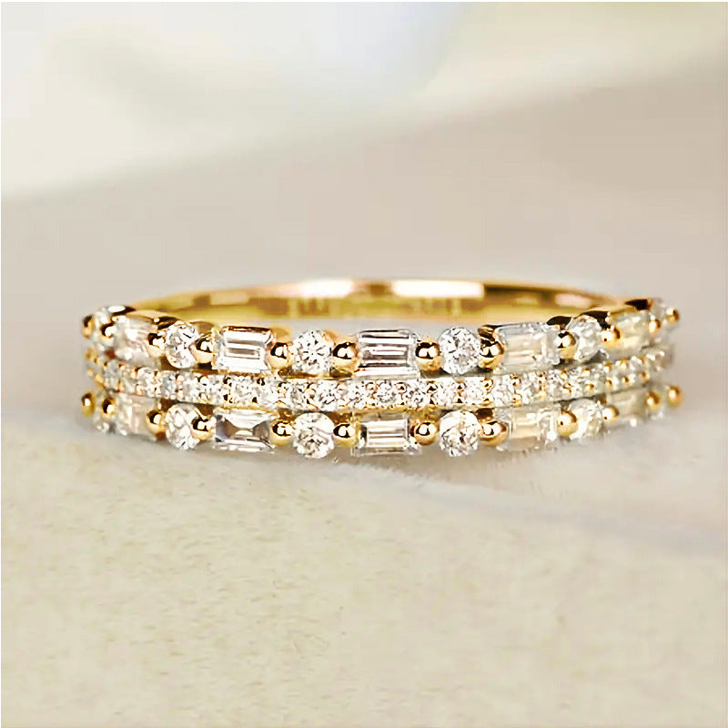 Multilayer Ring Three-layer Fine Circle Line Setting For Women Full Finger Rings Jewelry Gifts null