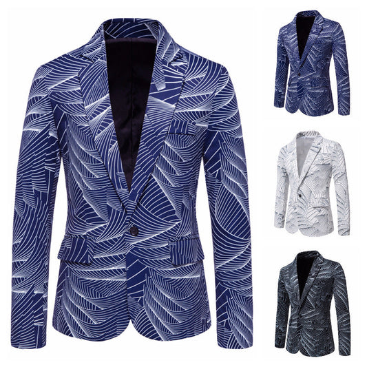 Men's One Button Printed Suit null