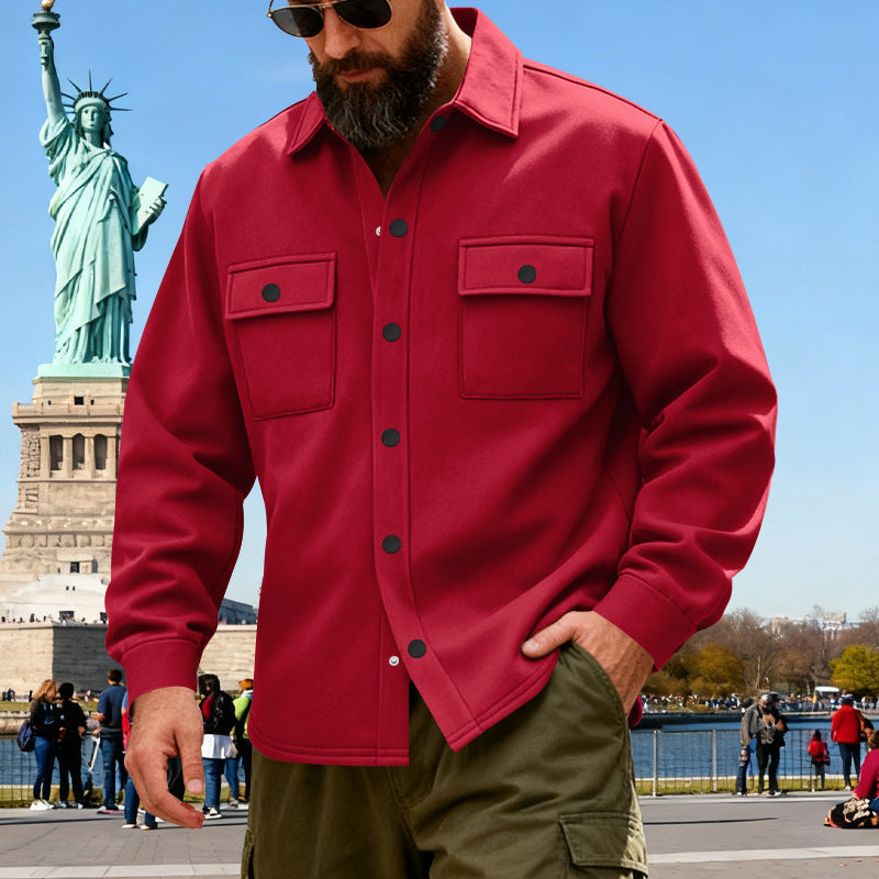 American Heavyweight Loose Fleece-lined Men's Outdoor Workwear Warm Jacket