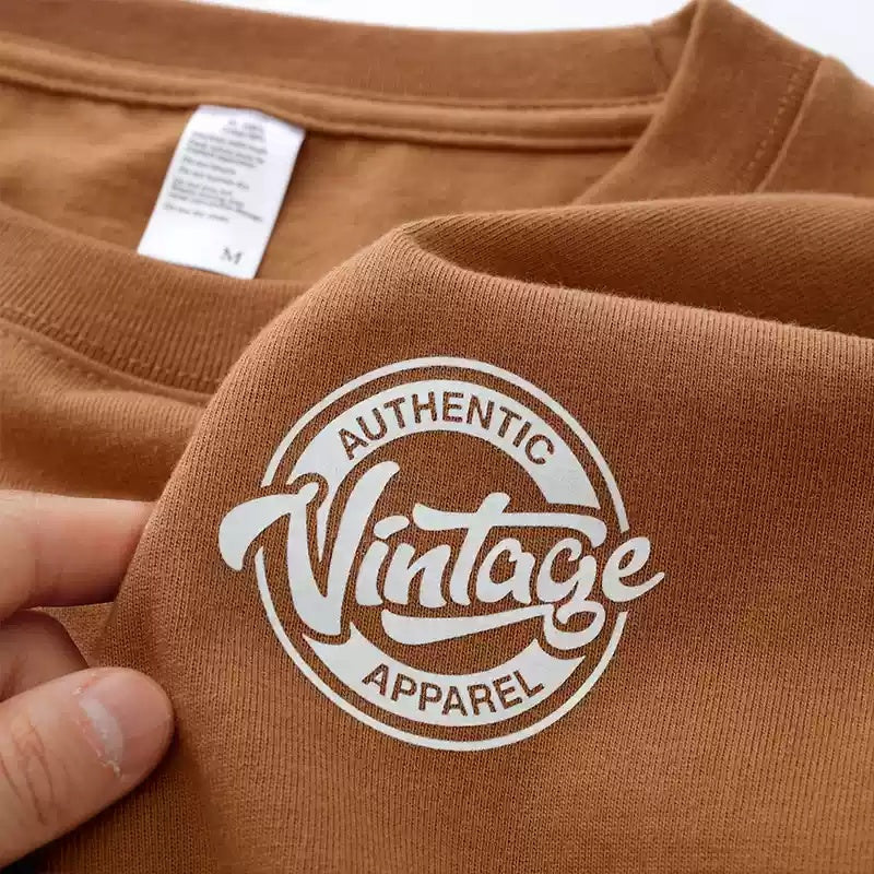 Combed Cotton Short Sleeve In Tan Color T-shirt Loose Letter Print Top