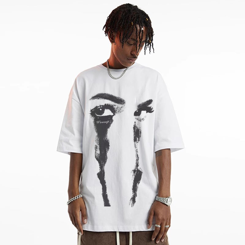 American Hip Hop China-Chic Brand Cotton Short Sleeve Boys' Vintage Loose Top