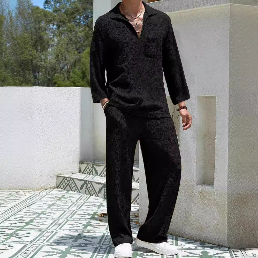 New Casual Shirt Trousers Men's Commuter Suit