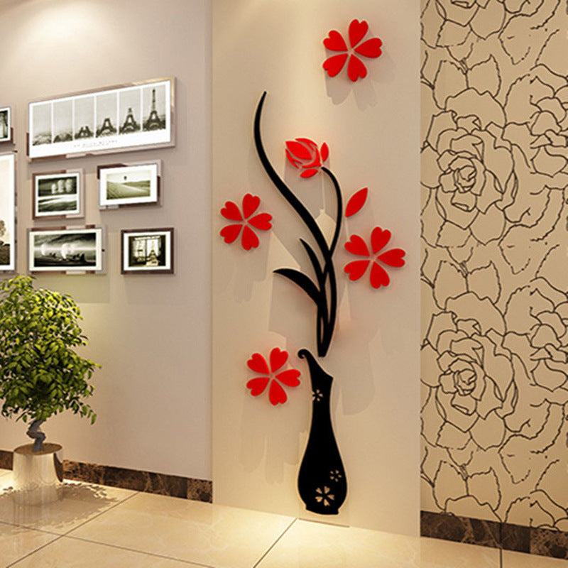 Creative vase acrylic 3D wall sticker null