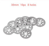 0pcs Set 30mm Mini Diamond Saw Blade Silver Cutting Discs With 2X Connecting Shank For Dremel Drill Fit Rotary Tool