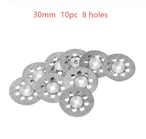 0pcs Set 30mm Mini Diamond Saw Blade Silver Cutting Discs With 2X Connecting Shank For Dremel Drill Fit Rotary Tool