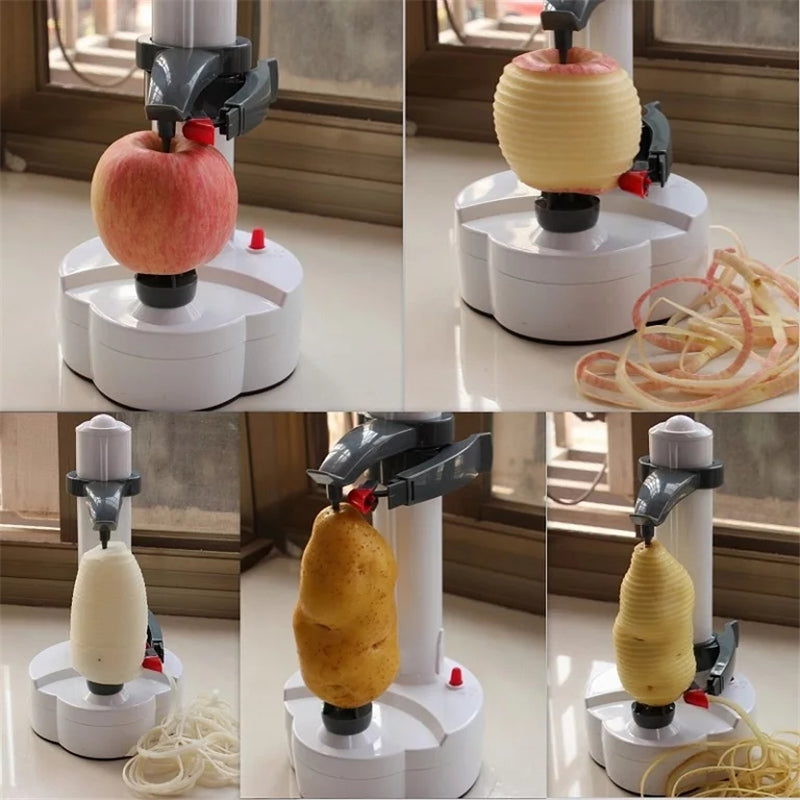 Alt Tag: Multifunction Electric Peeler for Fruit Vegetables kitchen Accessories Cutter Machine peeling apple and potato with stainless steel blades
